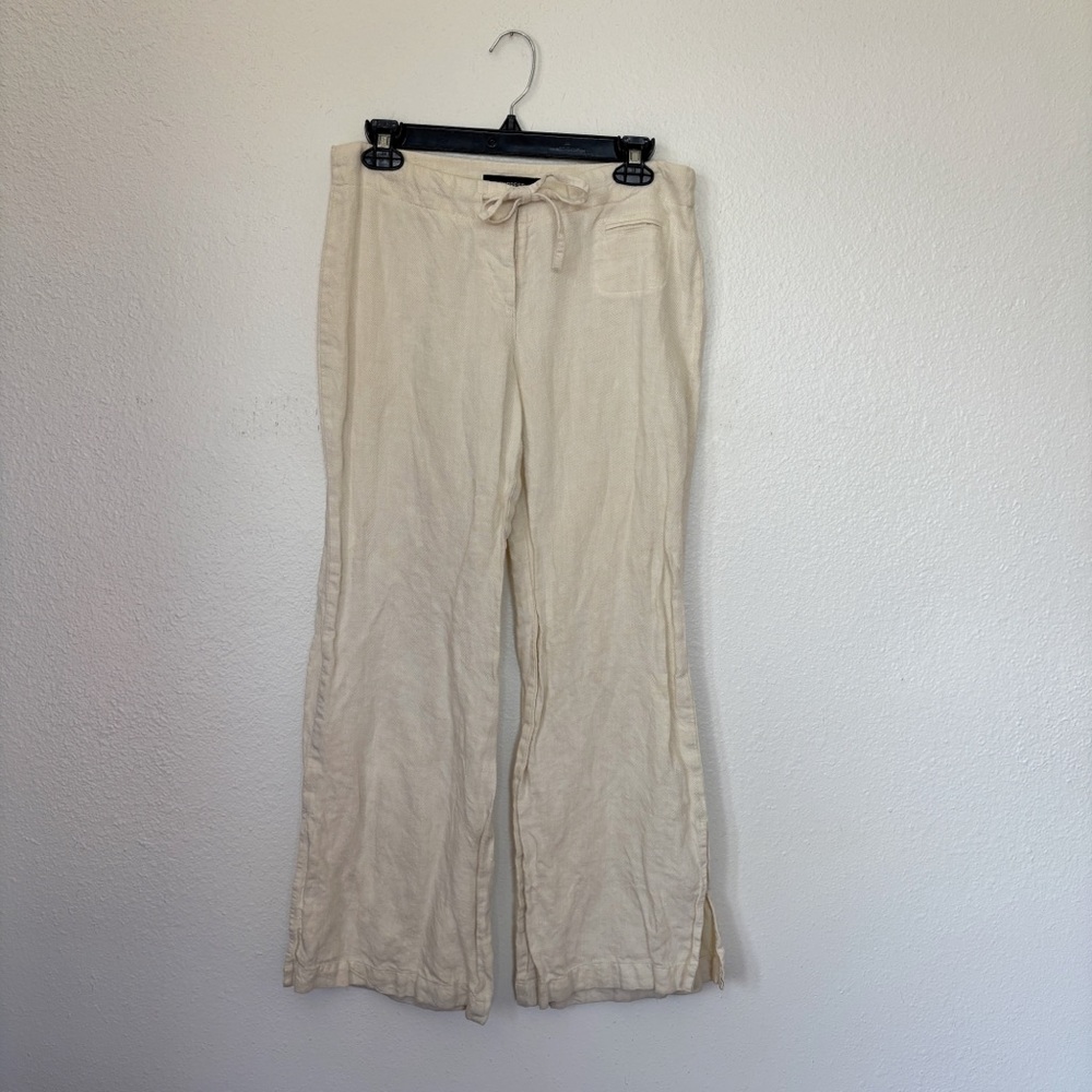 Vintage 90s Y2K Express Off White Linen Blend Trousers